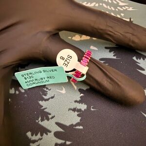 Sterling Silver Ruby Red Corundum Ring